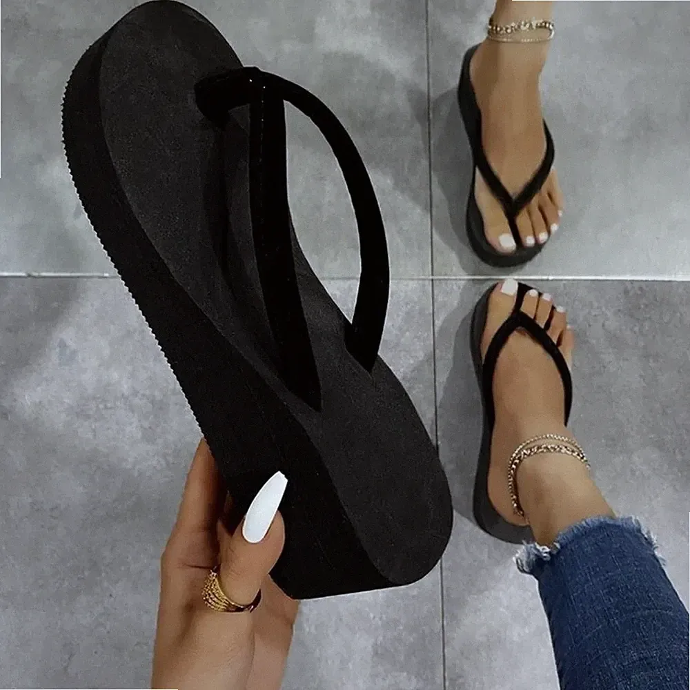 Damen-Sandalen Keilabsatz-Pantoletten Sommer Strand Flip-Flops Freizeit Haus Hausschuhe