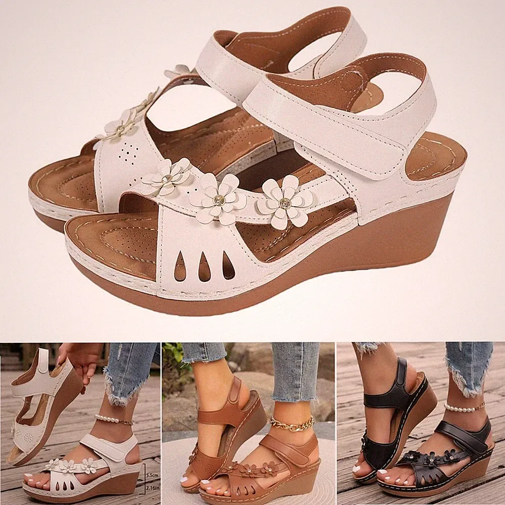 Damen Sandalen Keilabsatz Pantoletten Sommerschuhe Sandaletten Slippe Schlappen