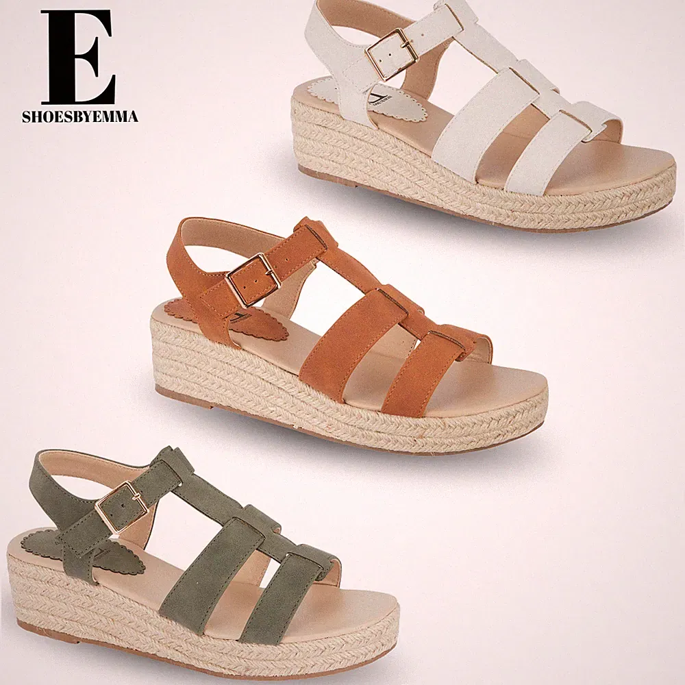 Damen-Sandalen Keilabsatz Plateau Knöchelriemen offene Zehenpartie Sommer Urlaub UK4–8