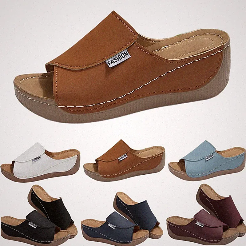 Damen Sandalen Keilabsatz Schlappen Pantoletten Sommer Sandalen dicke Sohle