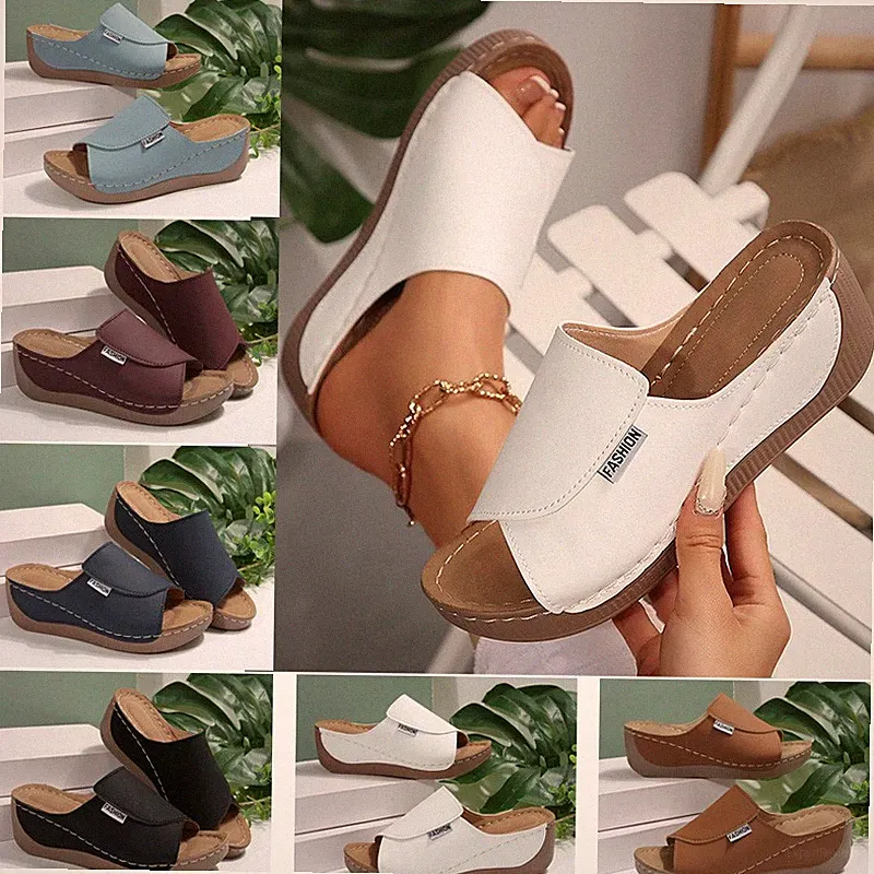 Damen Sandalen Keilabsatz Schlappen Pantoletten Sommerschuhe Römersandalen