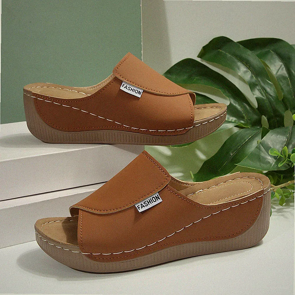 Damen Sandalen Keilabsatz Schlappen Pantoletten Sommerschuhe Sandaletten Slippe