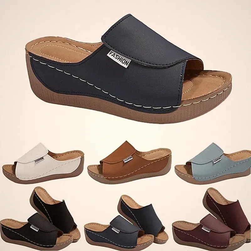 Damen Sandalen Keilabsatz Schlappen Pantoletten Sommerschuhe Sandaletten Slippe