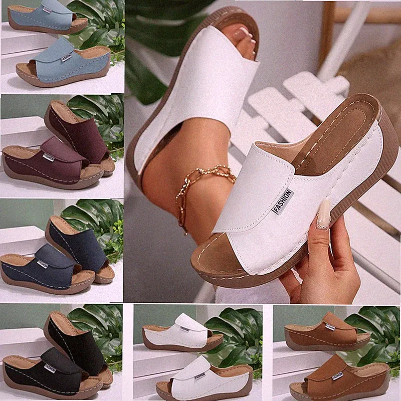 Damen Sandalen Keilabsatz Schlappen Pantoletten Sommerschuhe Sandaletten Slipper