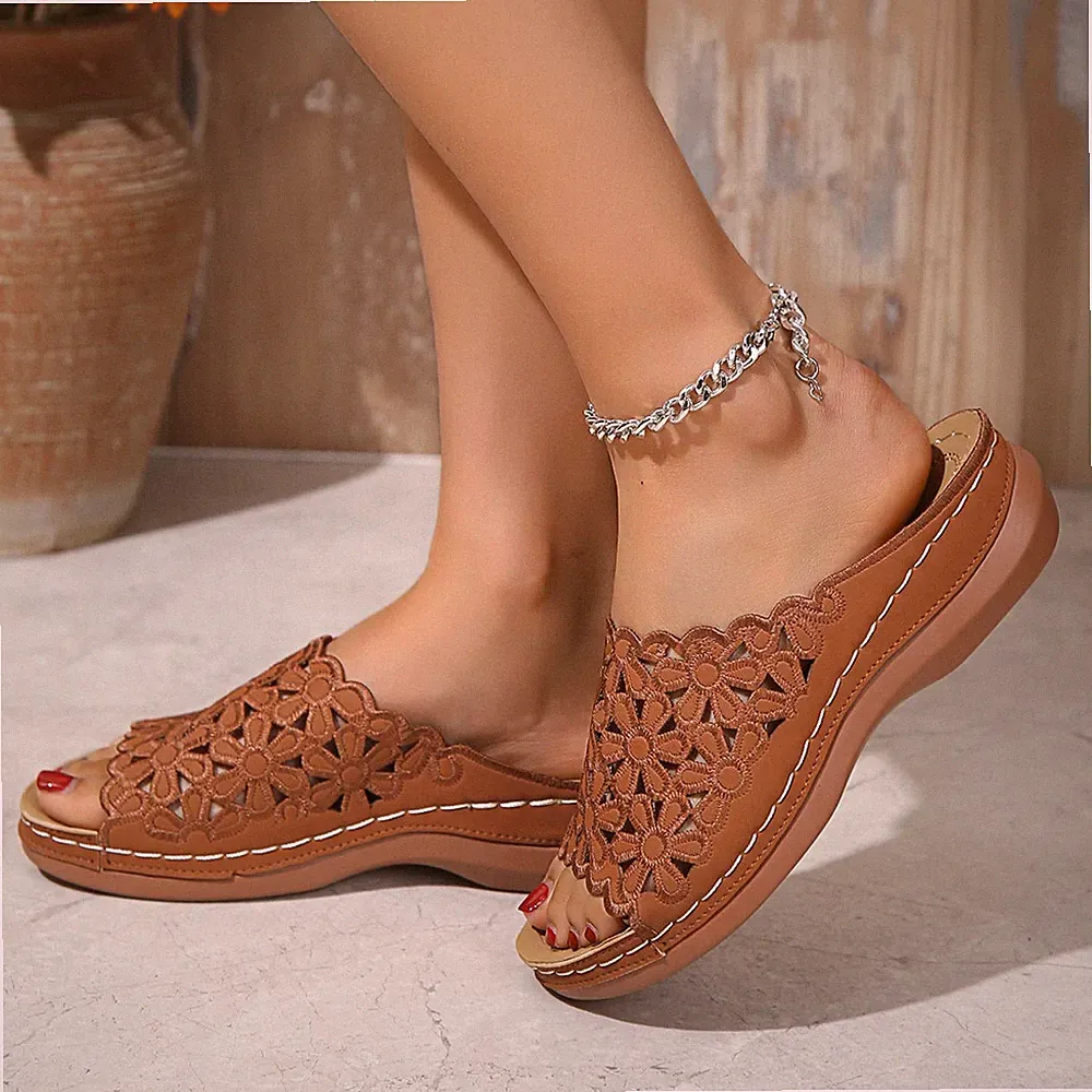 Damen Sandalen Keilabsatz Schlappen Pantoletten Sommerschuhe Slipper Sandaletten