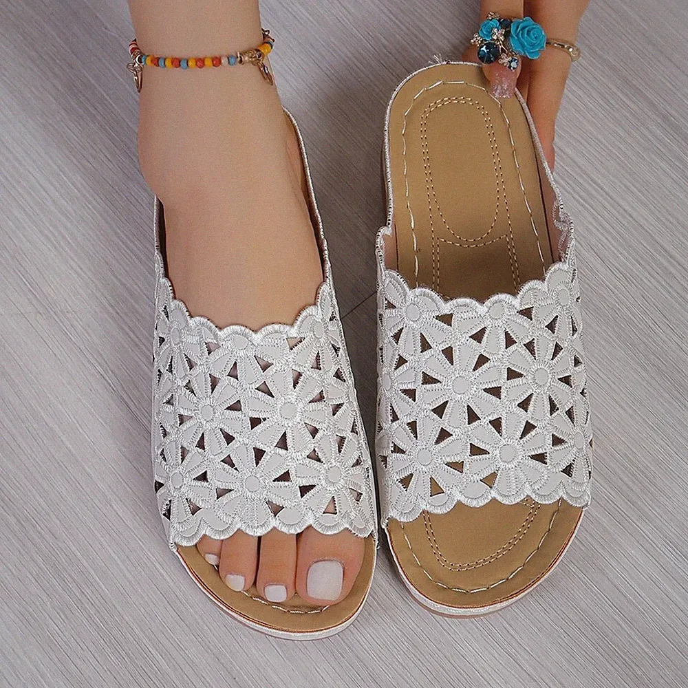 Damen Sandalen Keilabsatz Schlappen Pantoletten Sommerschuhe Slipper Sandaletten
