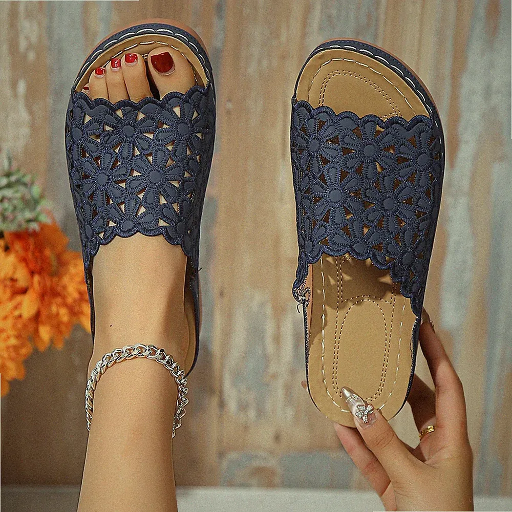 Damen Sandalen Keilabsatz Schlappen Pantoletten Sommerschuhe Slipper Sandaletten