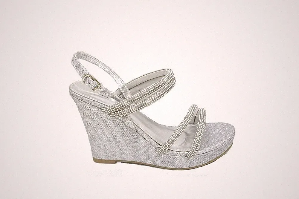 Damen-Sandalen Keilriemen hoher Absatz Fersenriemen eleganter Partyschuh