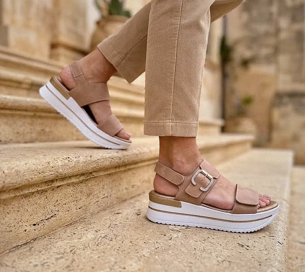 DAMEN SANDALEN KOMFORT BEIGE MADE IN ITALY GRAU SOFT SOFT SOFT FUSSBETT LF148