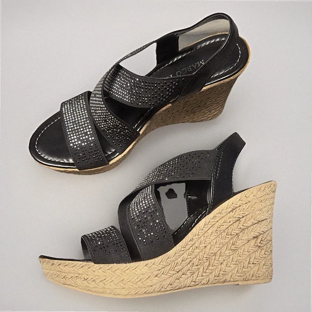 Damen Sandalen Leder / Sandalette / schwarz - Marco Tozzi / gr. 37 / R2B