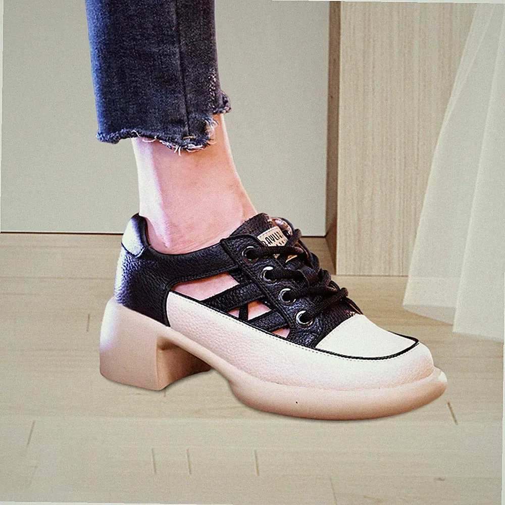 Damen-Sandalen mit Absatz, Retro, bequem, hohl, mit Keilabsatz