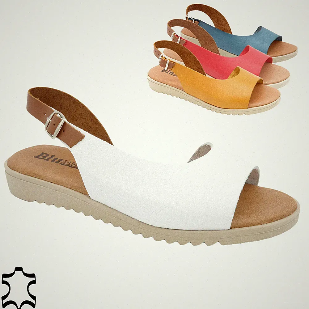 Damen Sandalen mit Keilabsatz Leder Keilsandalen Echtleder Fußbett Sandaletten