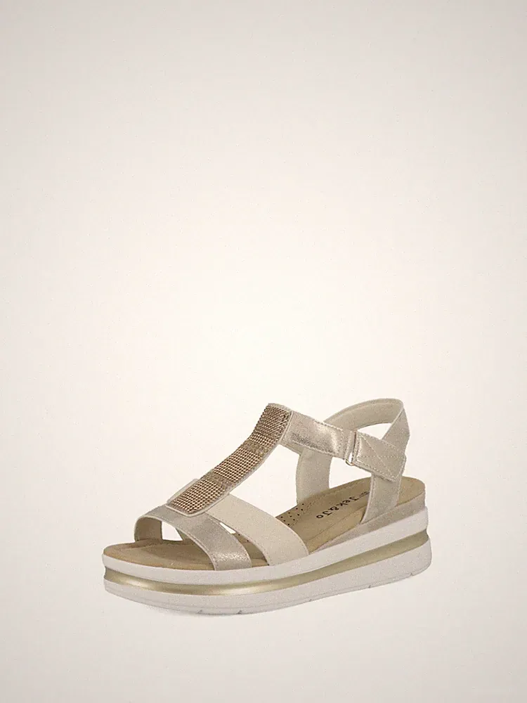 Damen Sandalen mit T-Strap dunkelbeige Jek Jo Art. E495