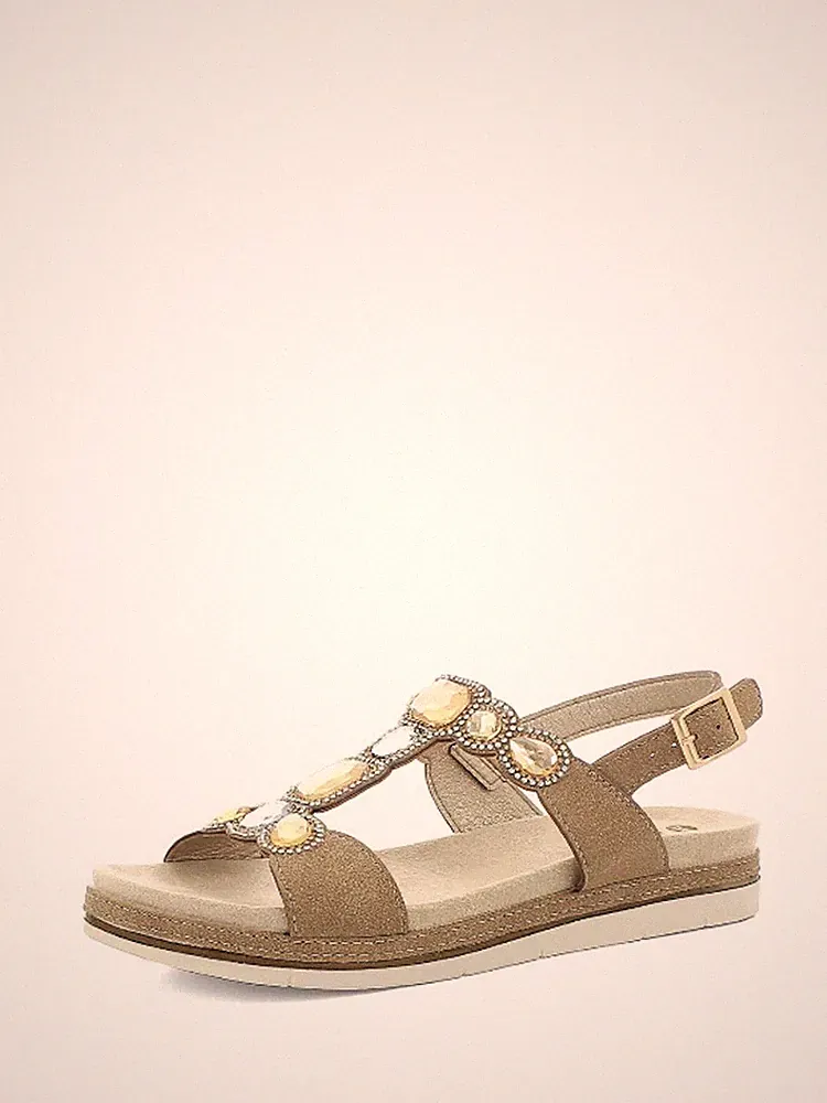 Damen Sandalen mit T-Strap hellbeige Inblu Art. SA57