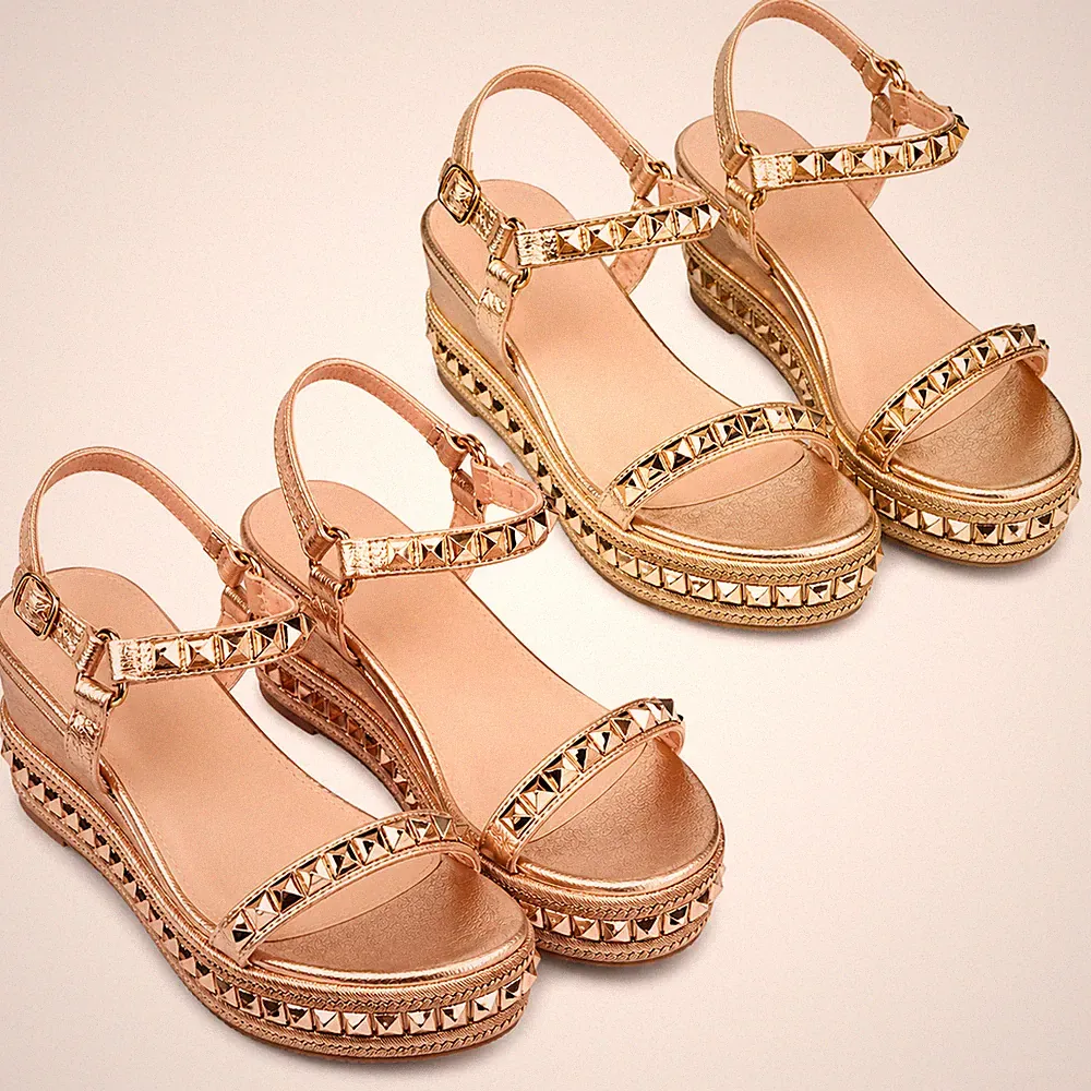 Damen-Sandalen mittelhoher Absatz Keilabsatz Knöchelriemen Plateau Sommerschuhe UK 4–7