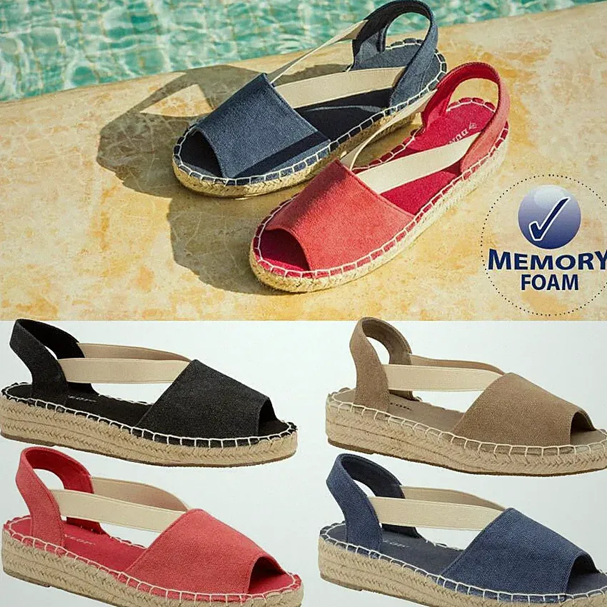 Damen-Sandalen niedriger Keilabsatz Freizeit Sommer Espadrille Riemchen Strandschuhe Größe