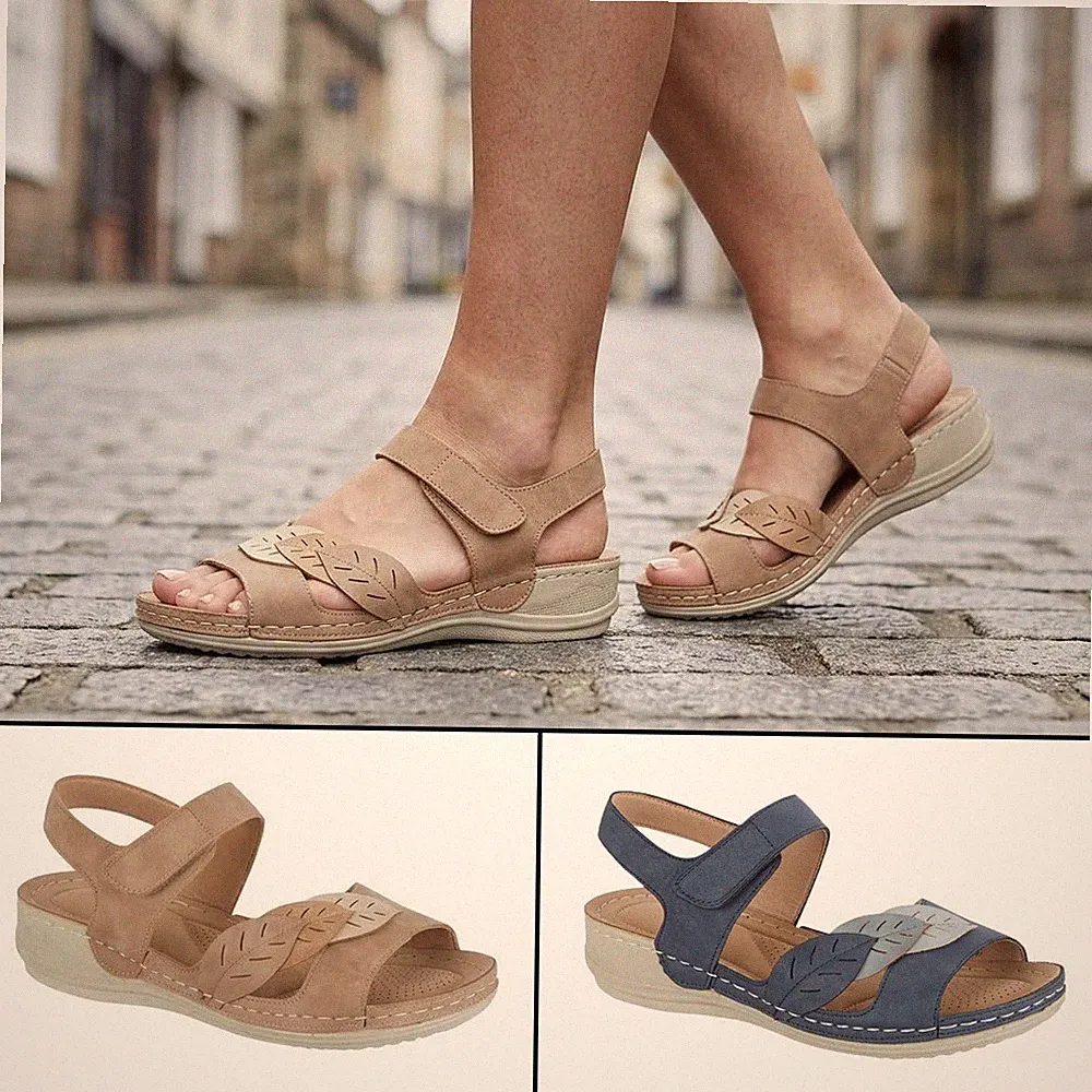 Damen-Sandalen niedriger Keilabsatz Strand Sommer Wandern Schuhgröße 3 4 5 6 7 8