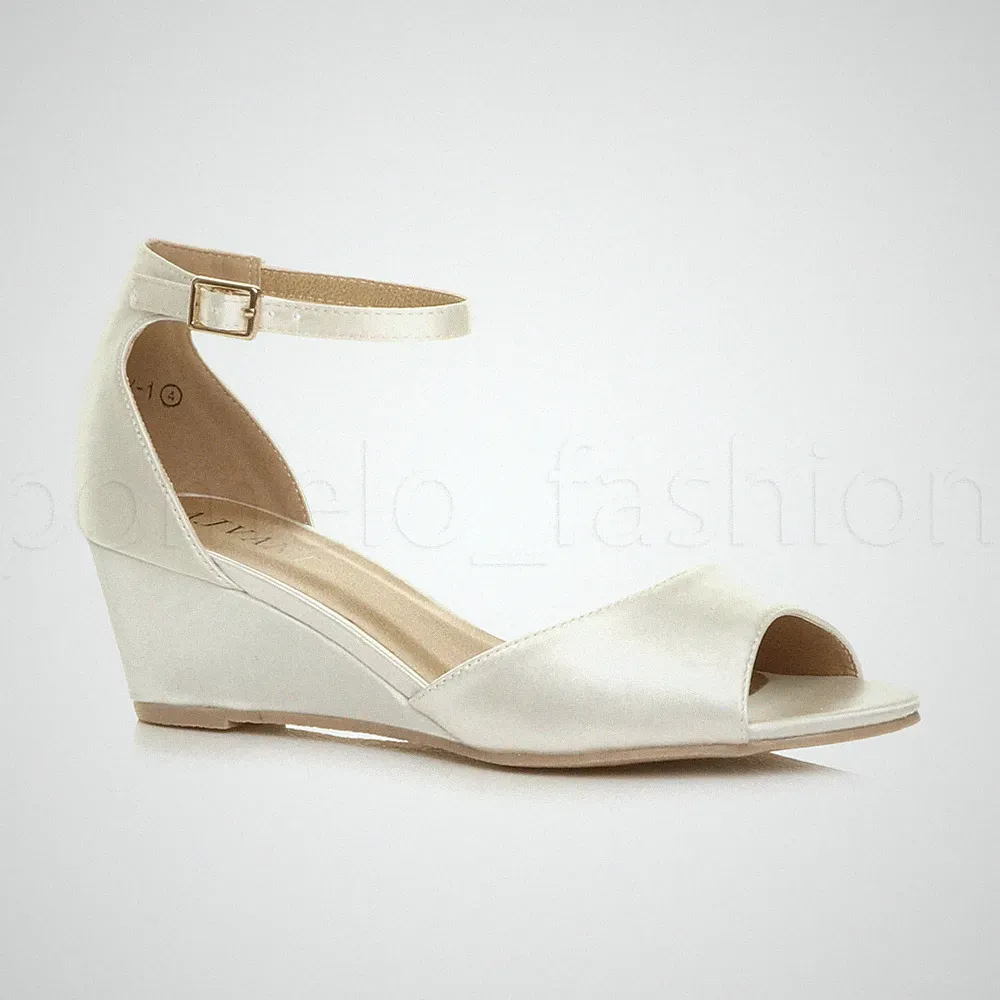 DAMEN-SANDALEN NIEDRIGER MITTELHOHER KEILABSATZ HOCHZEIT BRAUT BRAUTJUNGFER ABEND GRÖSSE