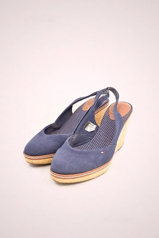 Damen Sandalen Ocn Keilabsatz Tommy Hilfiger Gr. 39 Stoff Blau