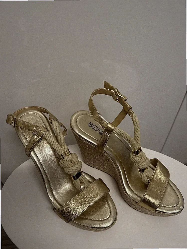 Damen Sandalen Pantoletten Größe 36 Gold Metallic Sommer