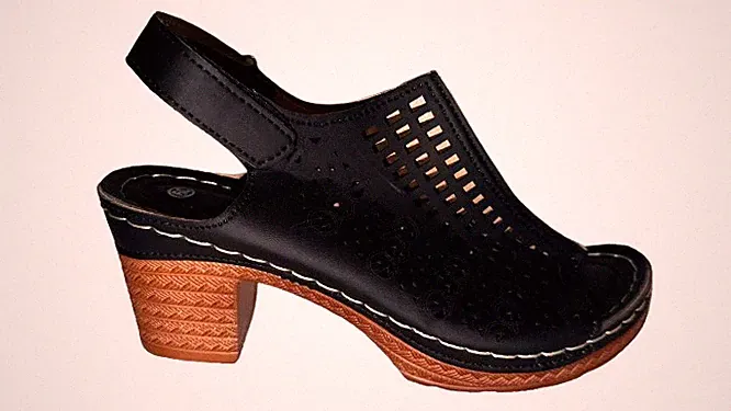 Damen Sandalen Sandaletten Schwarz Gr. 39 Sommer Keilabsatz Klettverschluss