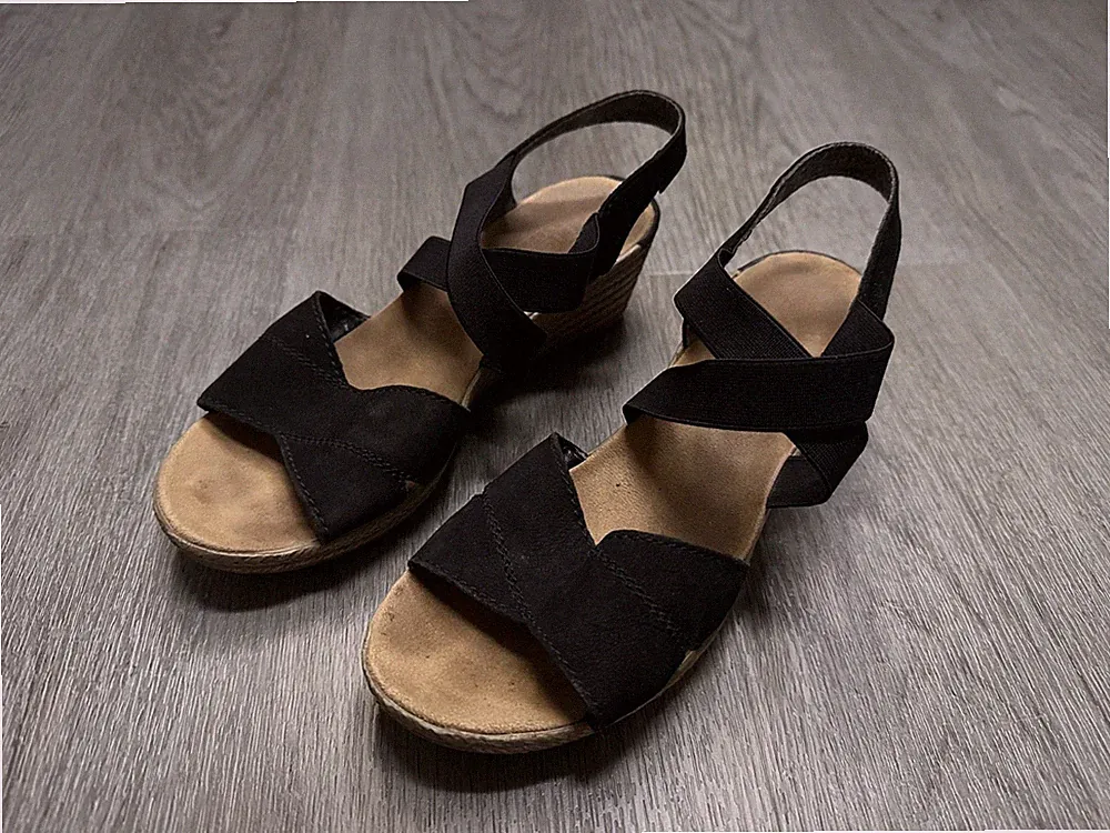 Damen Sandalen schwarz braun mit Keilabsatz Kieker Größe 36
