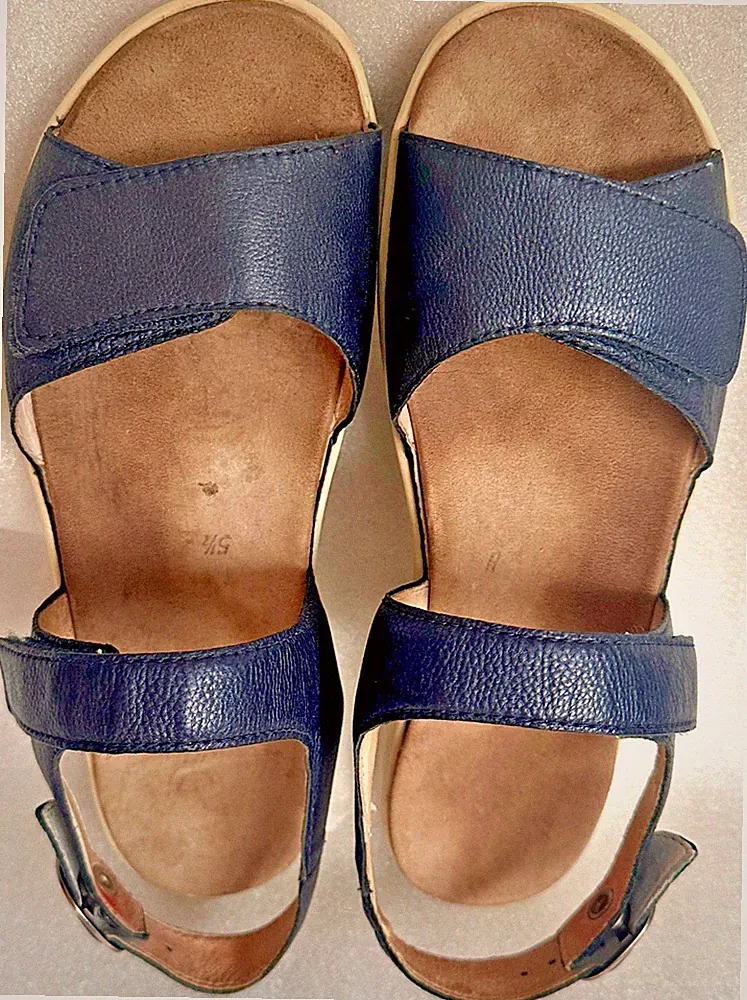 Damen Sandalen SEMLER Gr.5,5H Leder Blau Klettverschluß Luftpolster NP130€