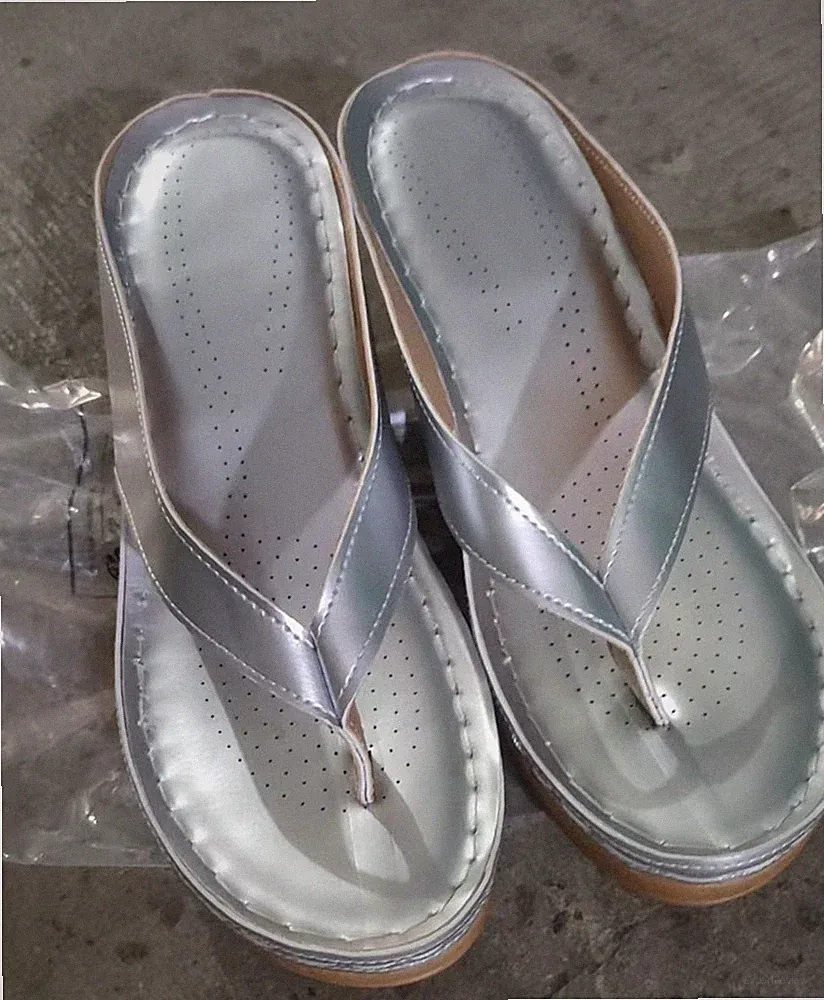 Damen Sandalen Sommerschuhe Sandaletten Keilabsatz Pantoletten Slippe Schlappen