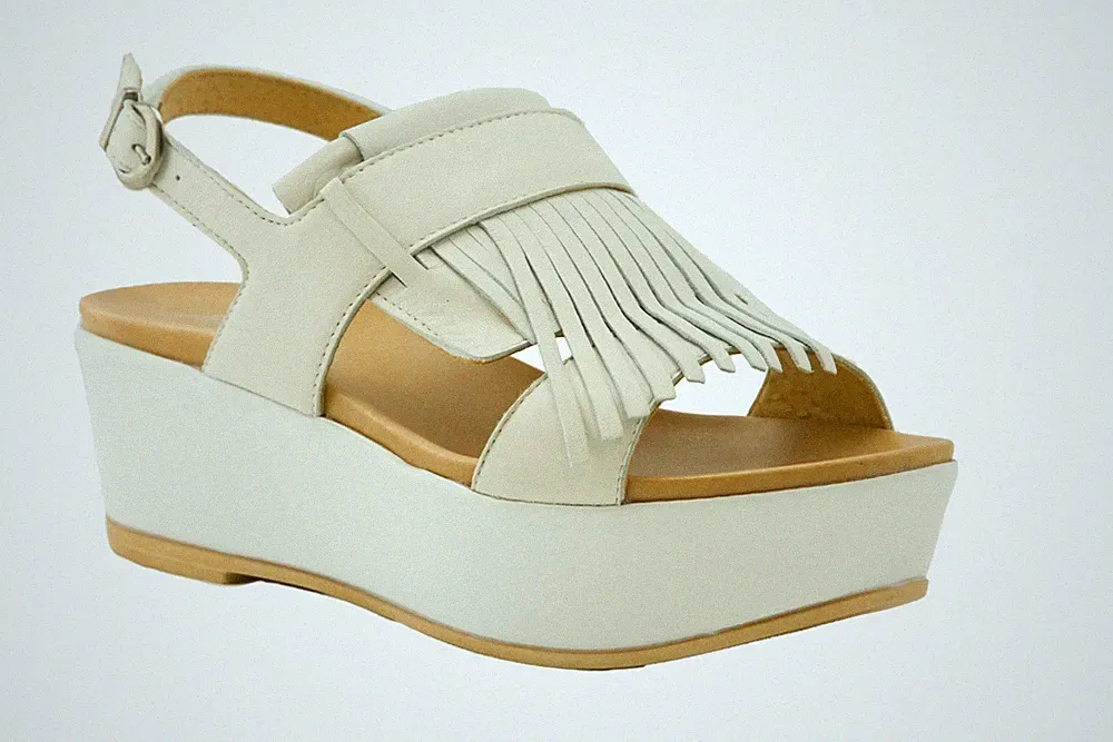 Damen Sandalen Wedge/ Keilabsatz PAM Italien Leder Grau- Panna Gr 39 NP 119