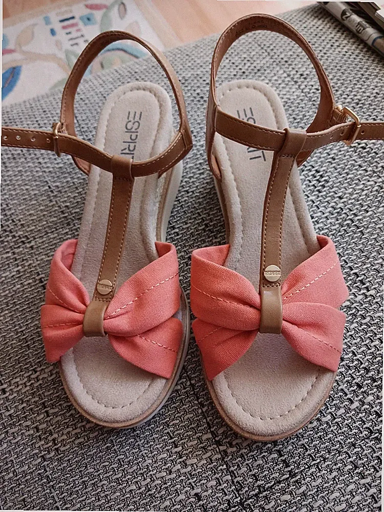 Damen Sandalette Gr.39 Orange- Esprit- Mut Keilabsatz-Neu