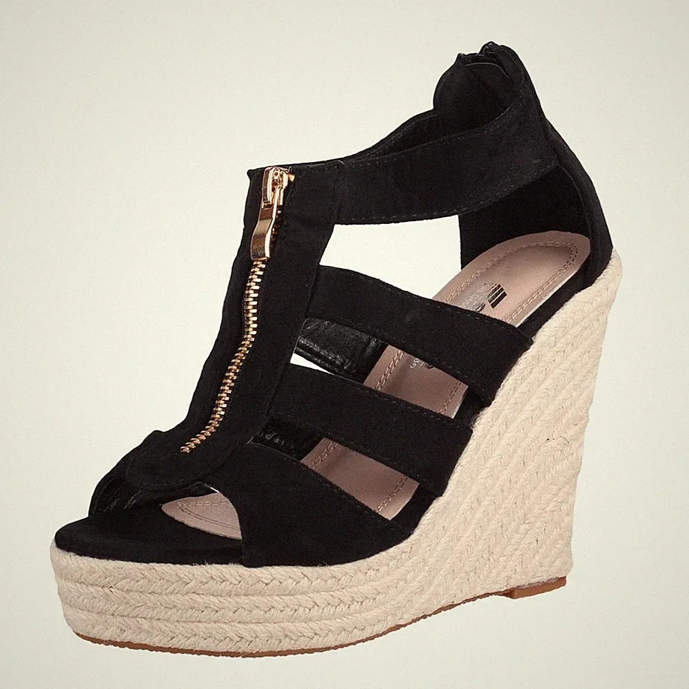 Damen Sandalette Plateau Keilabsatz Chunkyrayan HL82221 Black36