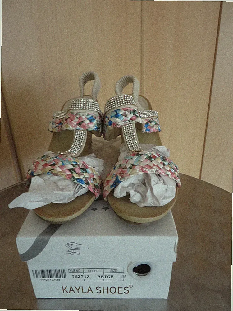 Damen Sandalette von Kayla Shoes Gr. 38 in beige