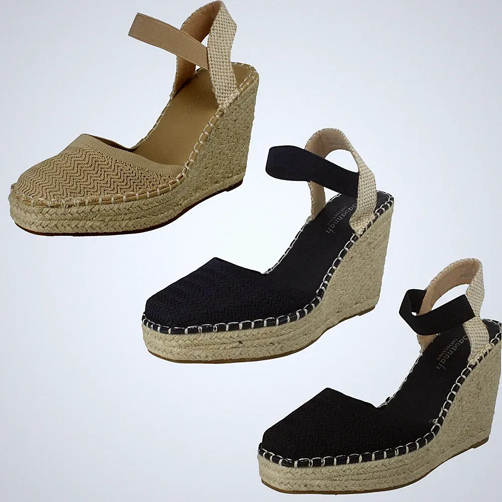Damen Savannah High Wedge Espadrille Slipper Sommer Schuhe Sandalen "F2R305"