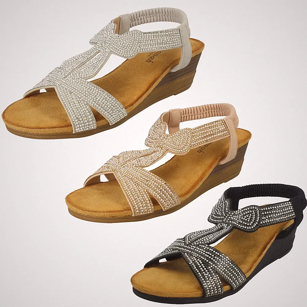 Damen Savannah Keilabsatz Slipper Sommer Strand Urlaub Pool Sandalen F1R2127