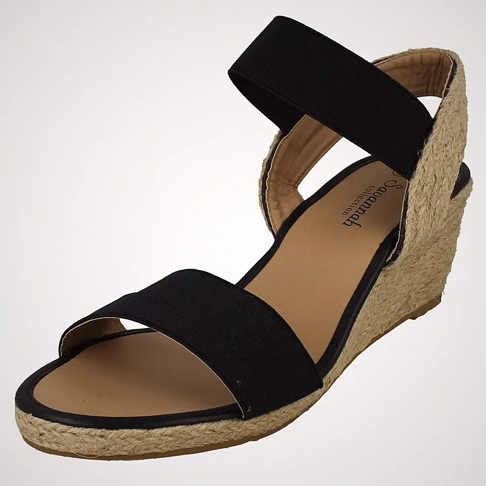 Damen Savannah Slipper Keilabsatz Sandalen - F2297 Navy Nude (Beige)