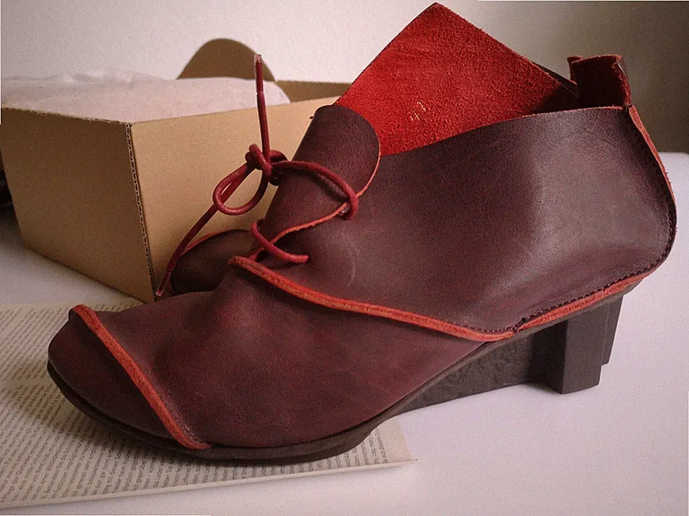 Damen Schuhe Boots Booties Schnürer TRIPPEN Rain f Gr 41 weinrot Leder red bi