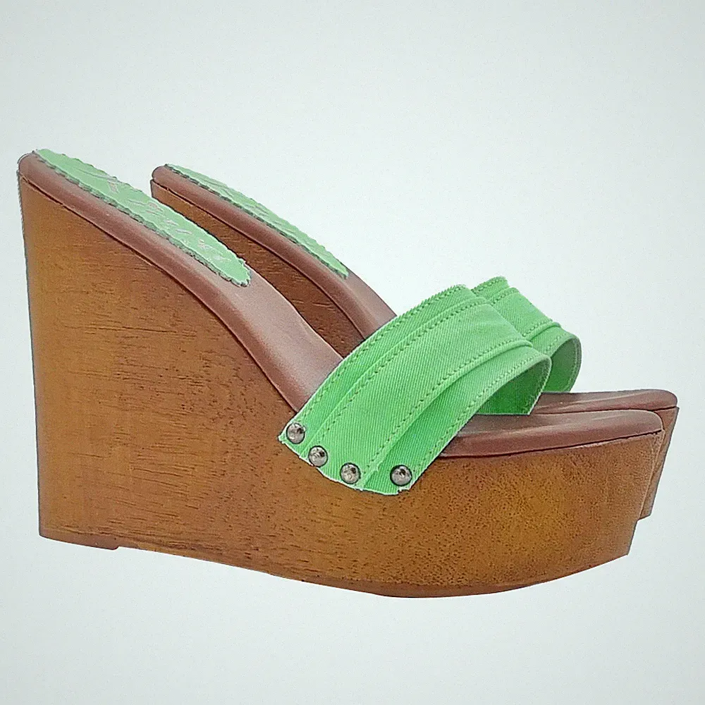 Damen Schuhe High Wedges Grün Sandalen Absatz 13 - Made in Italy - KZ3101 GRÜN