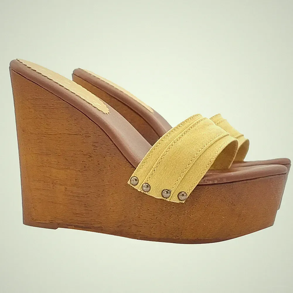 Damen Schuhe High Wedges Ocker Sandalen mit Absatz 13 - 100% Handmade - KZ3101 OCKER