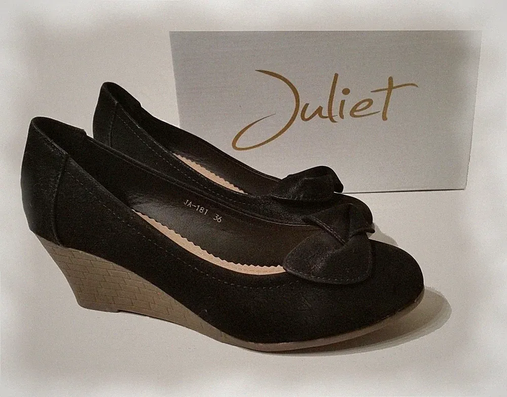 Damen Schuhe JULIET Wedges Keilabsatz schwarz 36 37 38 39 40 41