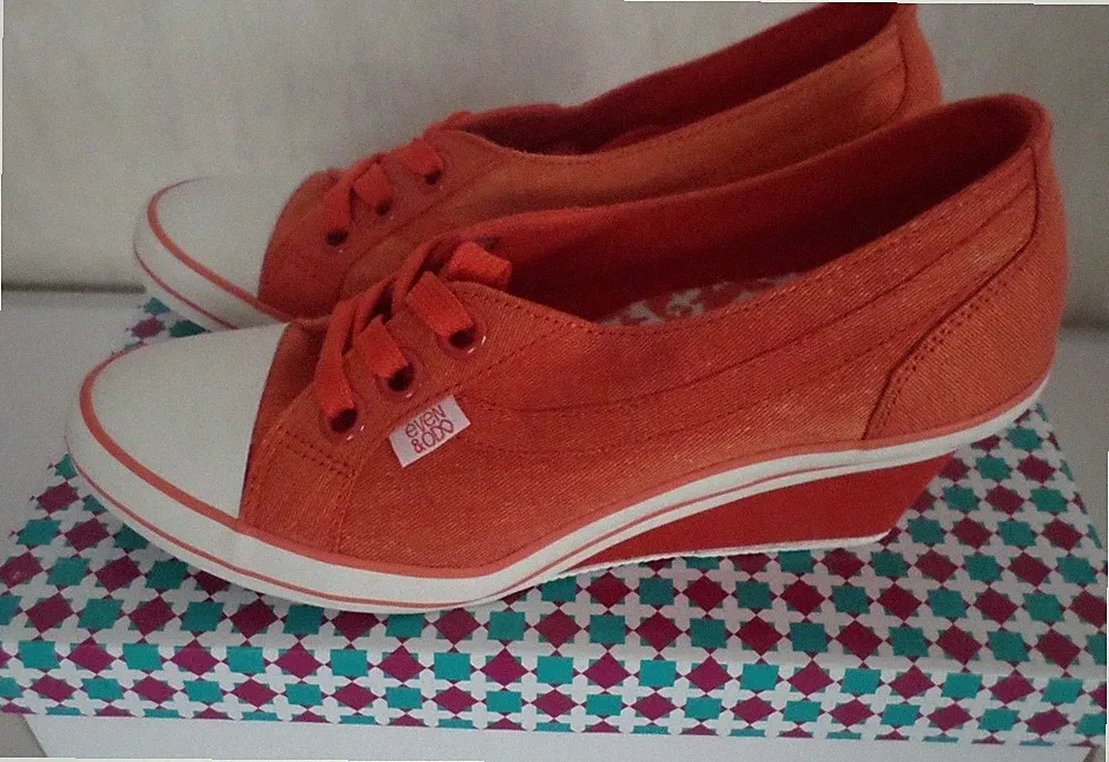 Damen Schuhe Keil-Sneaker ORANGE Keilabsatz 5,5cm Sportschuh Gr.41 NEU Even&ODD