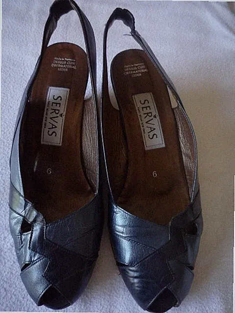 Damen Schuhe / Sandale Gr 6 , Leder blau , von Servas , Made in Germany