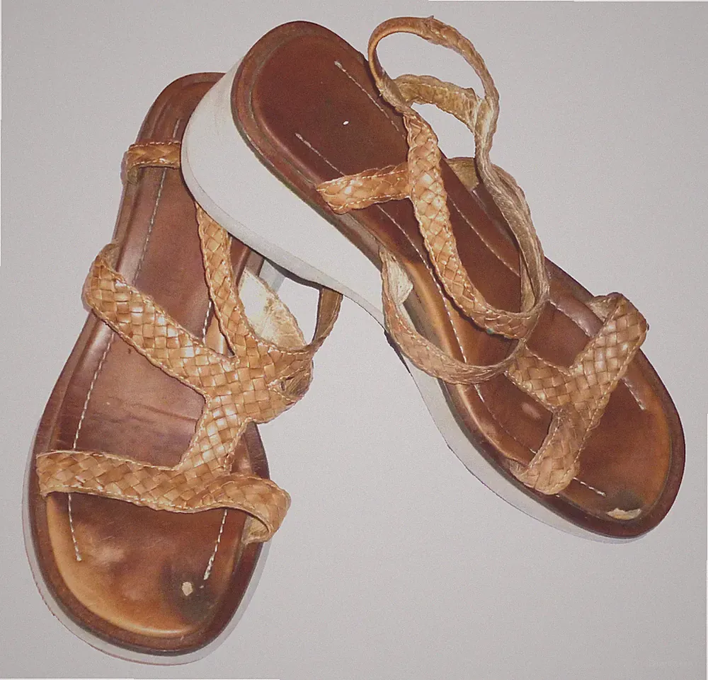 Damen Schuhe Sandalen Keilabsatz Gr. 41 beige geflochtene Riemen - leicht