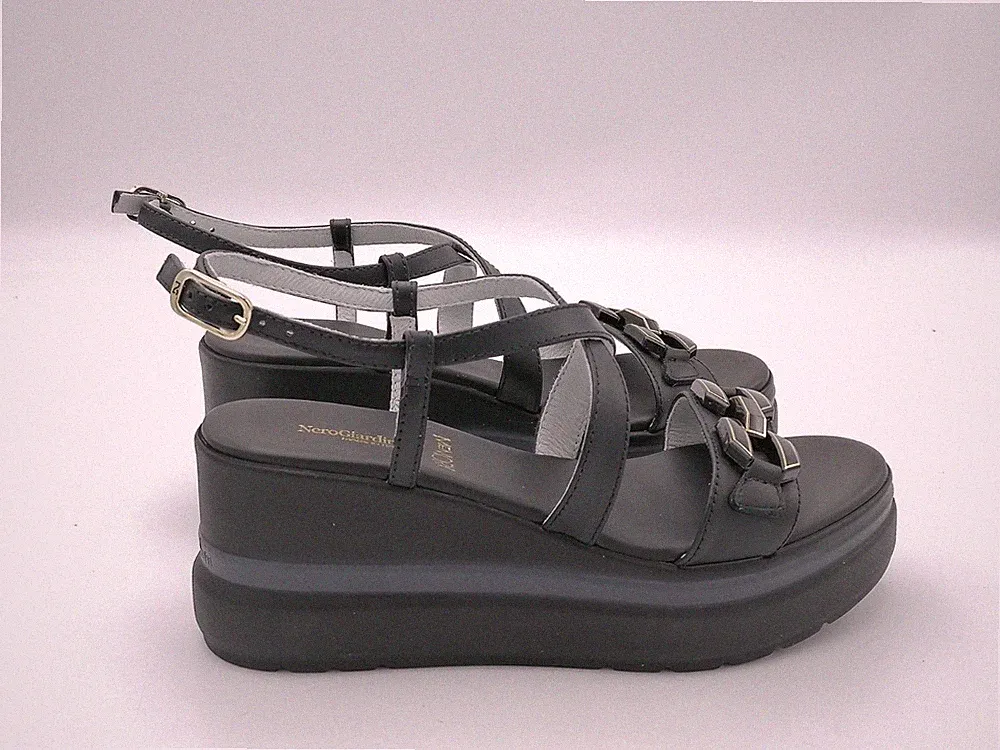 Damen Schuhe Sandalen SCHWARZ GÄRTEN e615953 Themse schwarz Leinen