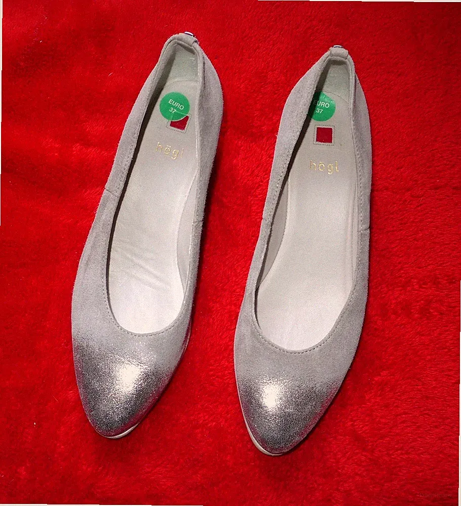 Damen Schuhe von Högl grau Leder Keilabsatz Größe 37
