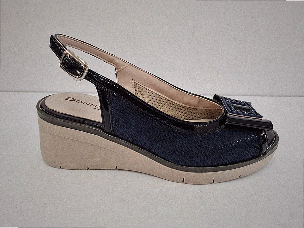 Damen Serena Damen Sandalen aus Textil und Kunstleder, David - BLAU (Dunkelblau