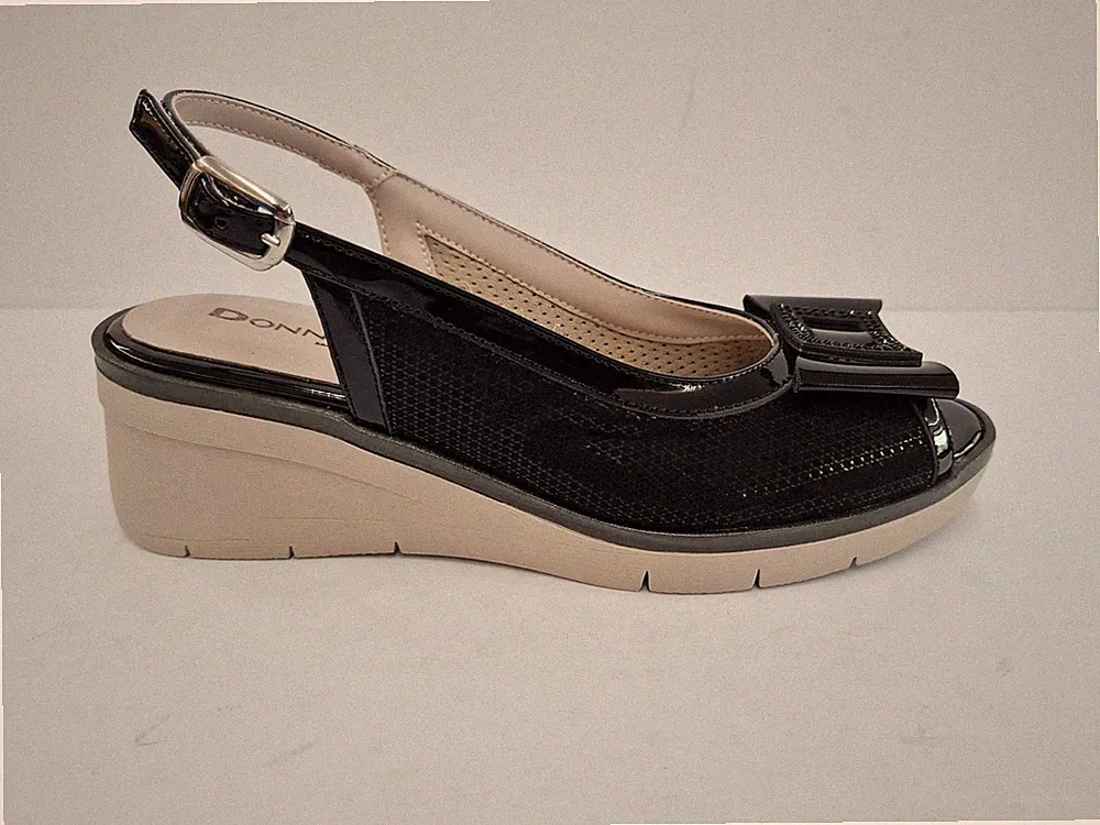 Damen Serena Damen Sandalen aus Textil und Kunstleder, David - SCHWARZ (Schwarz)