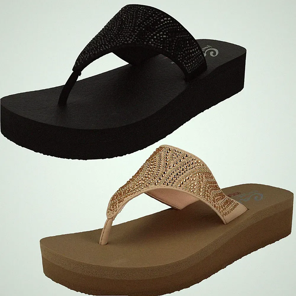 Damen Skechers Zehenstegsandalen Plateau Keilabsatz "Stone Candy 31614"