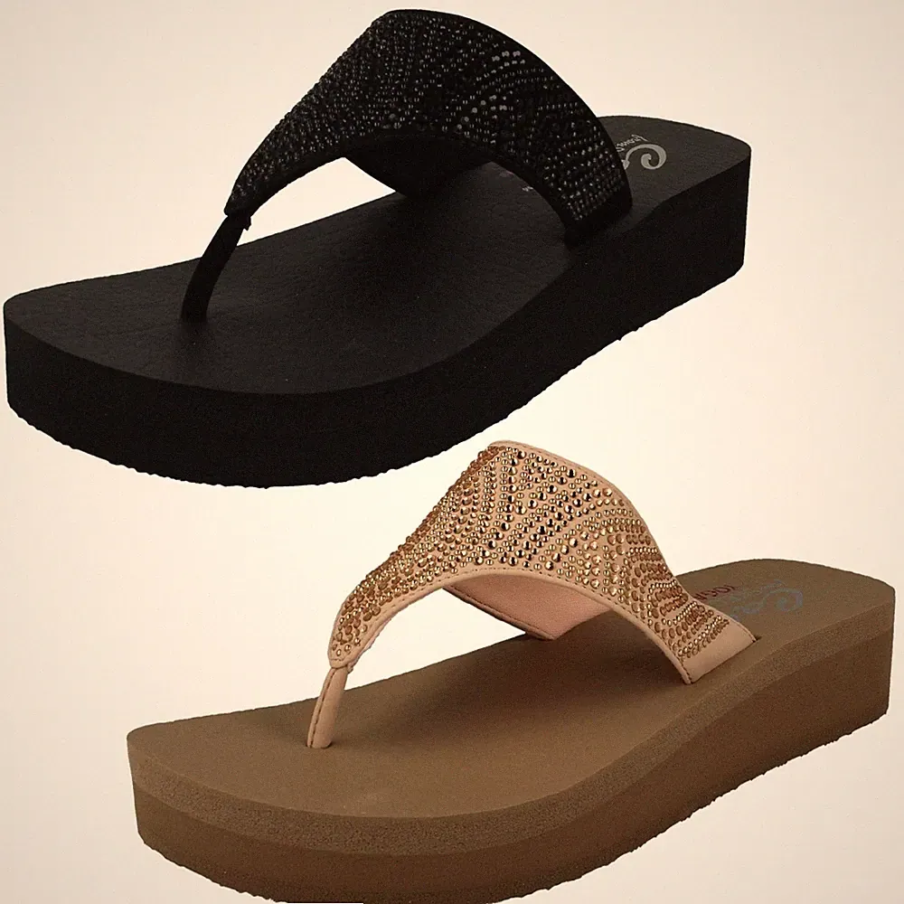 Damen Skechers Zehenstegsandalen Plateau Keilabsatz "Stone Candy 31614"