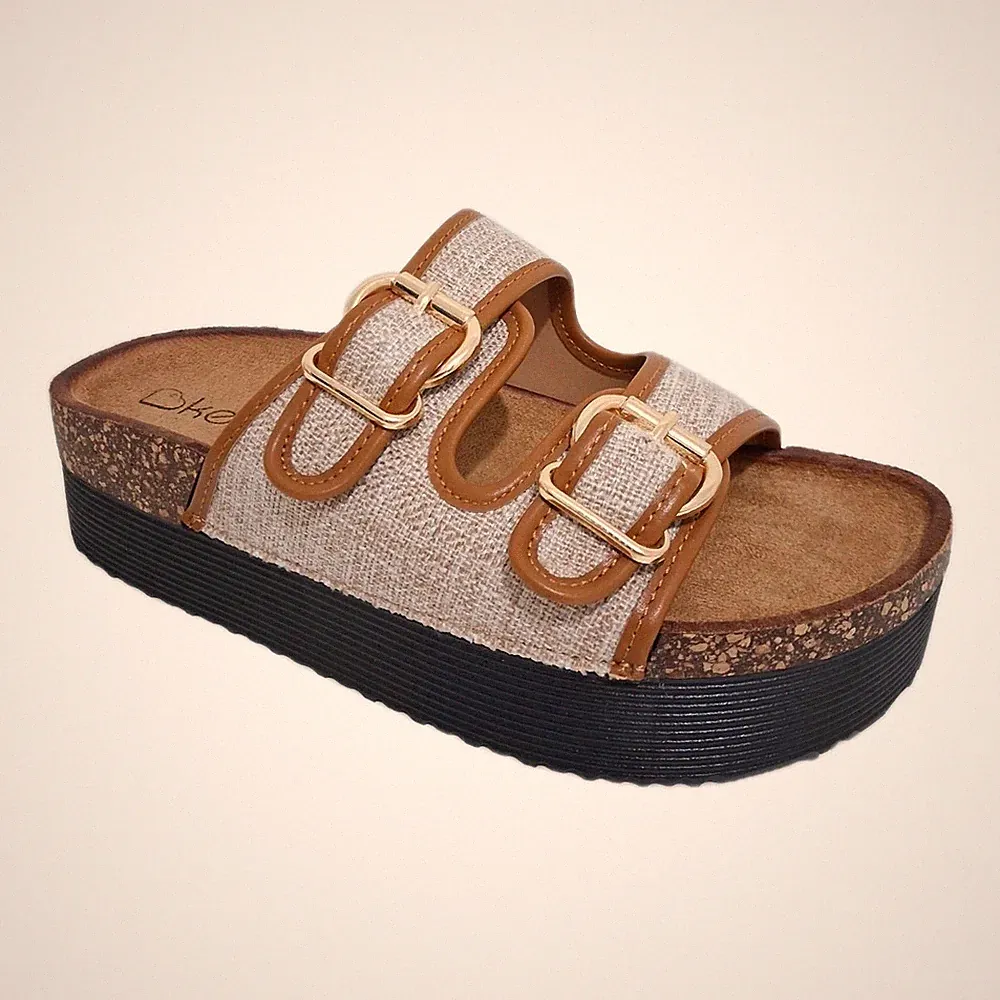 Damen Slipper Sandalen Damen Flatform Schieber Riemen & Schnallenverschluss Schuhgröße