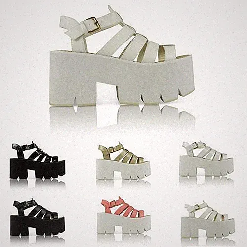 DAMEN-SOHLE MIT STUTZEN HOHER ABSATZ KLOBIGE PLATEAU-SANDALEN SCHUHE